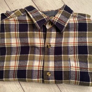 Navy and Green Flannel Shirt